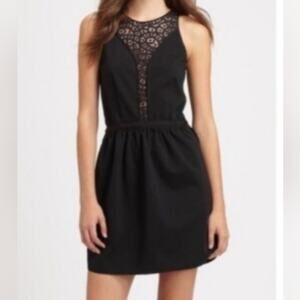 Rebecca Taylor Ponte + Lace jersey knit mini dress. Size 4